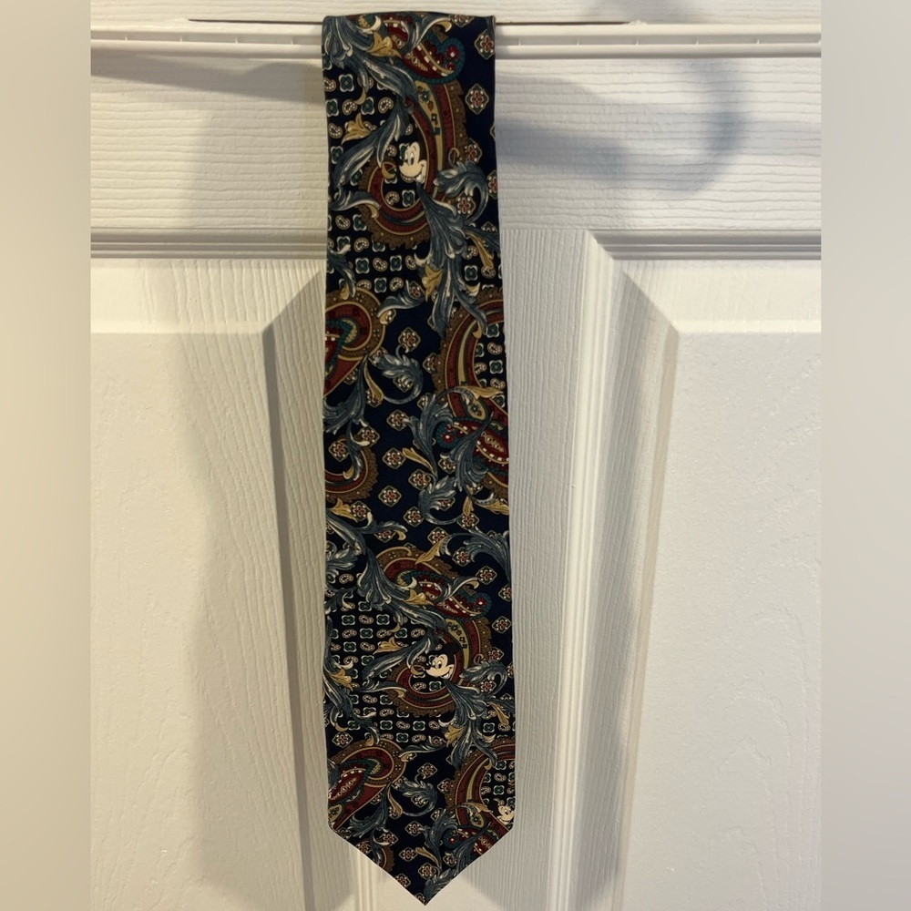 Vintage 90’s Disney Paisley Tie with Blue and Red Accents